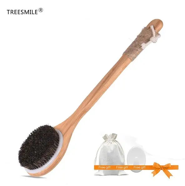 Style 2 TREESMIL натуральная щетка для ванны из натуральной щетины портативная дорожная Массажная Конская шерсть деревянная сухая щетка отшелушивающая красота для тела щетка для душа D30 - Цвет: Style 2