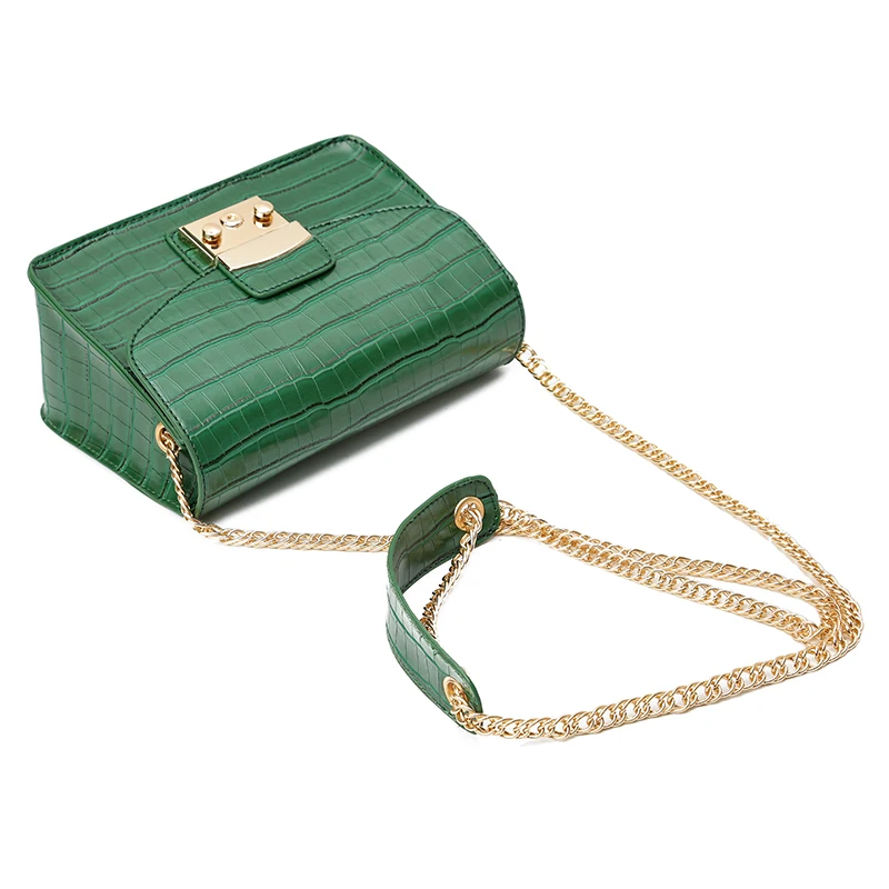 Старинные Картины Крокодила Pu Кожа Женщины Сумку Цепи Блокировки Плеча Crossbody