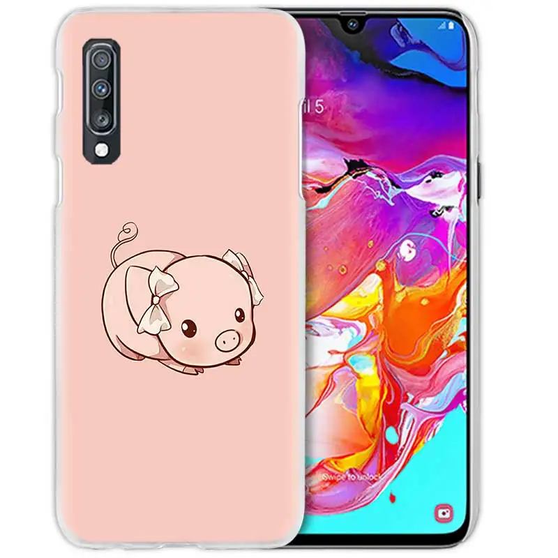 Милый розовый чехол Kawai Pig Для samsung Galaxy A50 A70 A20e A40 A30 A20 A10 A8 A6 Plus A9 A7 жесткий прозрачный чехол для телефона из поликарбоната