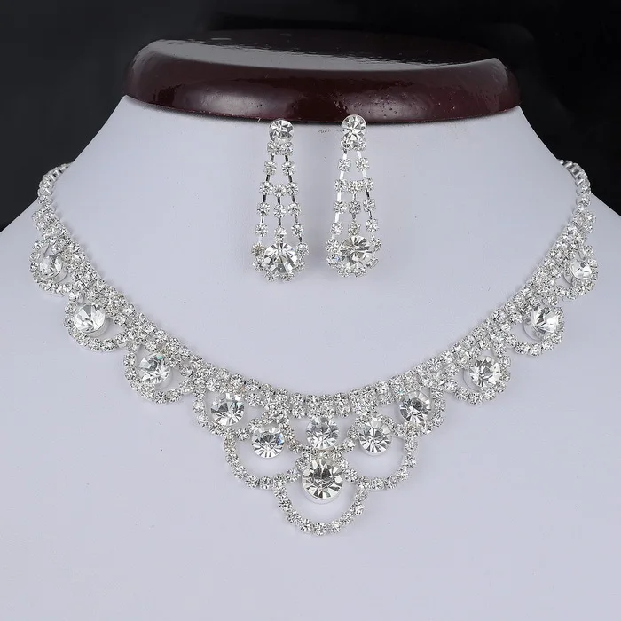 BLIJERY элегантные свадебные комплекты ювелирных изделий для невесты Bling, со стразами и кристаллами ожерелье+ серьги набор для женщин свадебные комплекты ювелирных изделий