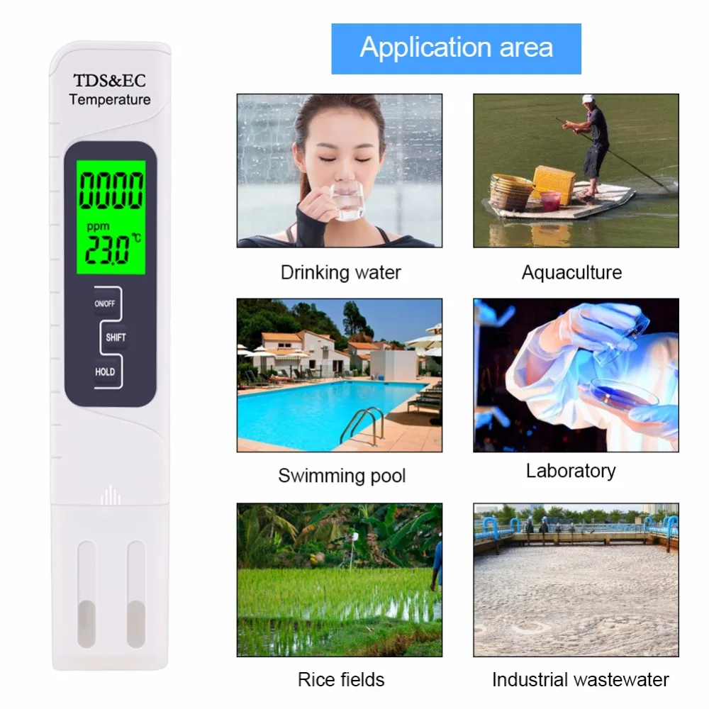 Yieryi 3 в 1 тестер качества воды EC TDS 19999 PPM датчик температуры проводимости ручка цифровой портативный фильтр инструмент