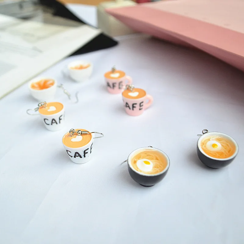 2019 японские корейские креативные серьги из смолы в виде яиц лапши молока чая