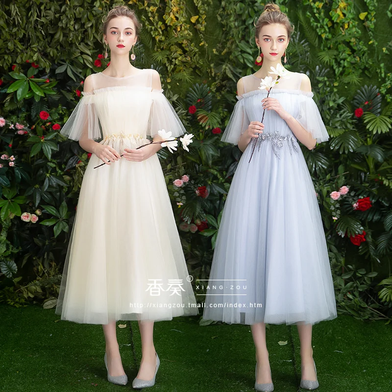 SSYfashion платье с вырезом лодочкой расклешенными рукавами на шнуровке длиной до