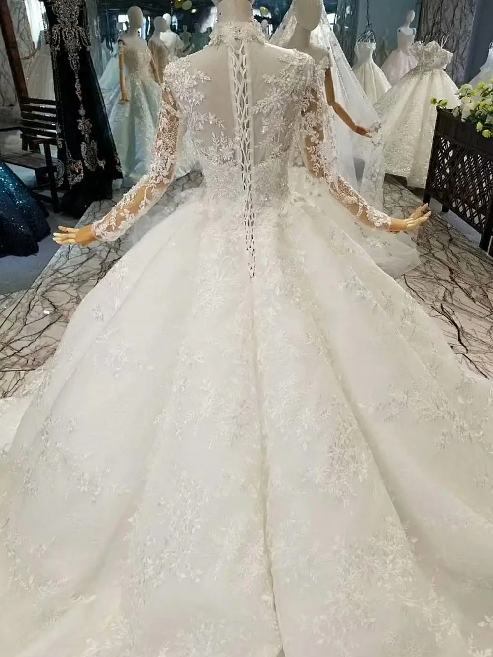 685441 Muslim Wedding Dresses Sequined Long Sleeve Luxury Vintage Gowns 2018 | Свадьбы и торжества