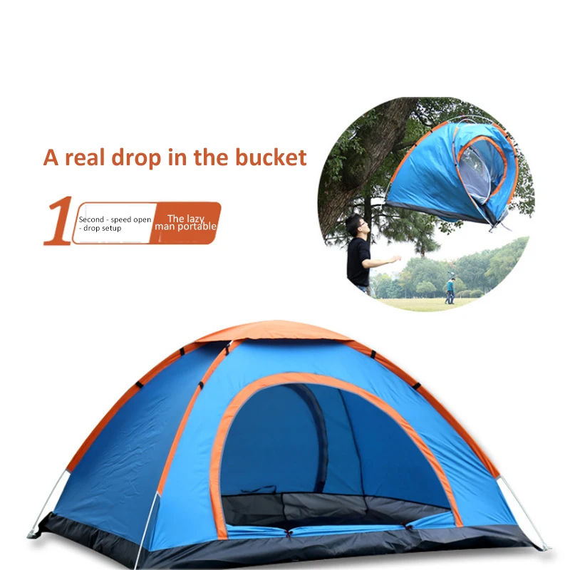 Three Person 200*200*135cm Double Layer Weather Resistant Outdoor Camping Tent for Fishing, Hunting Adventure and Family Party