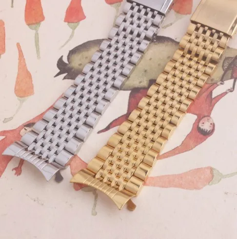 Watch Band 18mm 19mm 20mm Stainless Steel Bands Strap For Wristwatch Double Clasp Bracelet Silver Gold | Наручные часы
