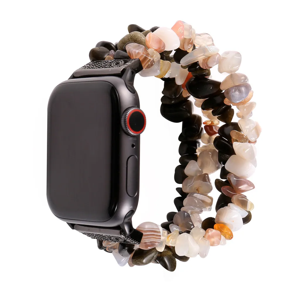 Для Apple Watch SE Band 40 мм 44 38 42 ремешок в форме камня из бисера женский браслет серии 6 5 4