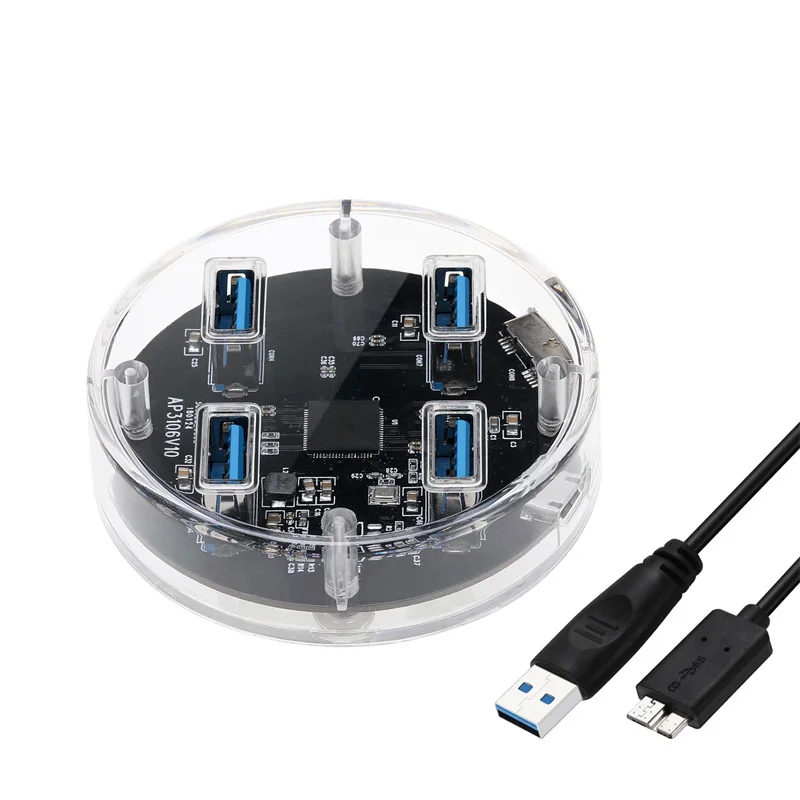 Прозрачный концентратор USB 3 0 4 порта Высокоскоростной usb-разветвитель с