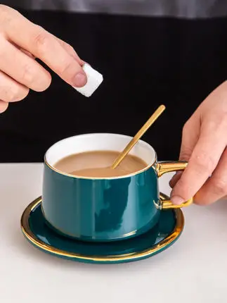 Macaron color ceramic coffee cup saucer set European dish home simple afternoon tea with spoon | Дом и сад