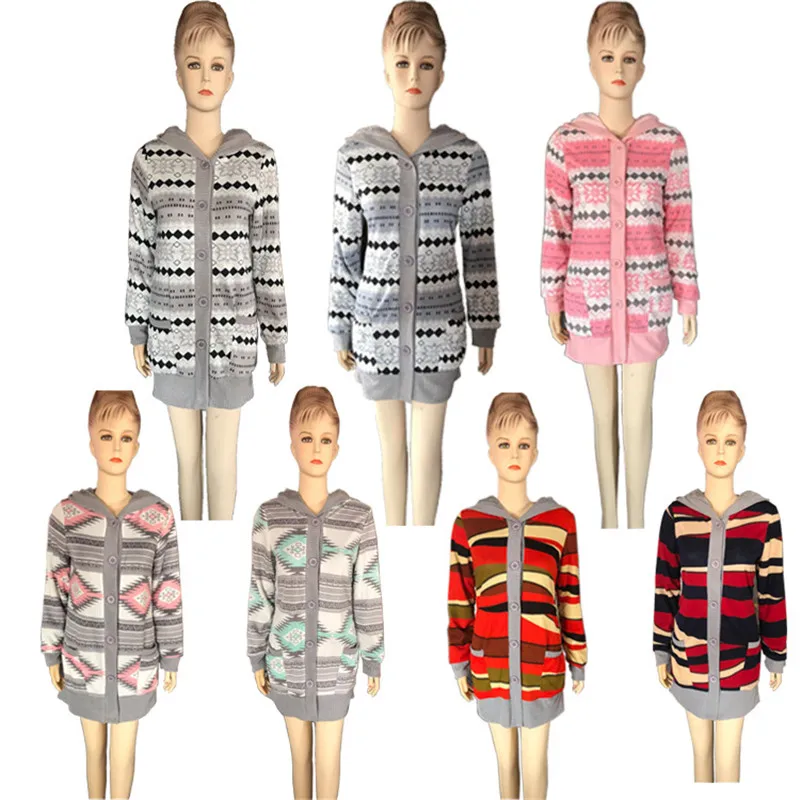 

2018 Autumn Winter Long Cardigans Women Tops Print Cotton Knitted Thick Sweater for Women Fashion Girls Hooded Sweater Oversize