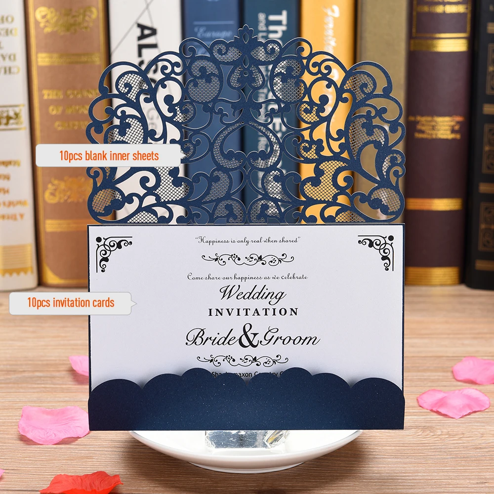 10 шт. элегантные Пригласительные открытки с лазерной резкой|Открытки и