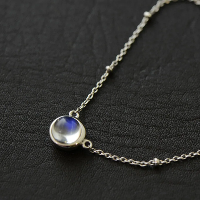 Женское колье с подвеской из серебра 2018 пробы лунным камнем|necklace silver pendant|necklaces