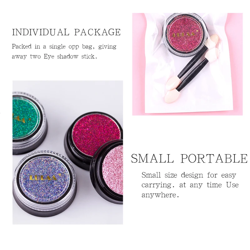Manooby Sequins Eyeshadow 6Colors Single Palette Illuminator Makeup Metal Eye Shadow Pigment Cosmetics