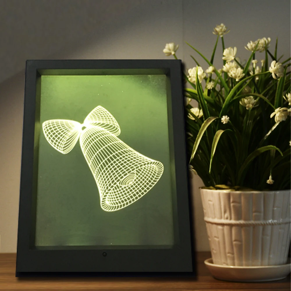 Рождественский Колокольчик 3D Ночь Свет Визуальный ИНДИКАТОР USB Настольная Лампа