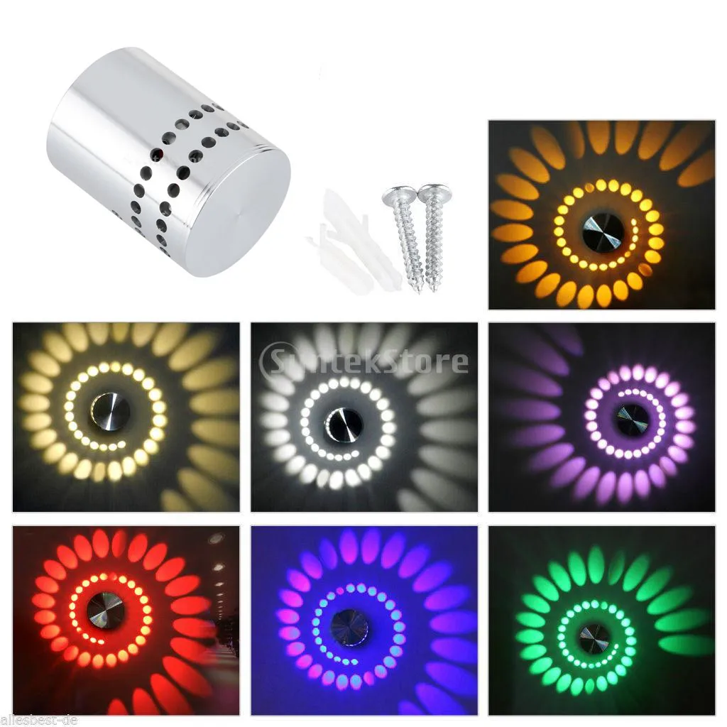 RGB Светодиодное настенное бра на спирали 3 Вт освещение для крыльца декоративное