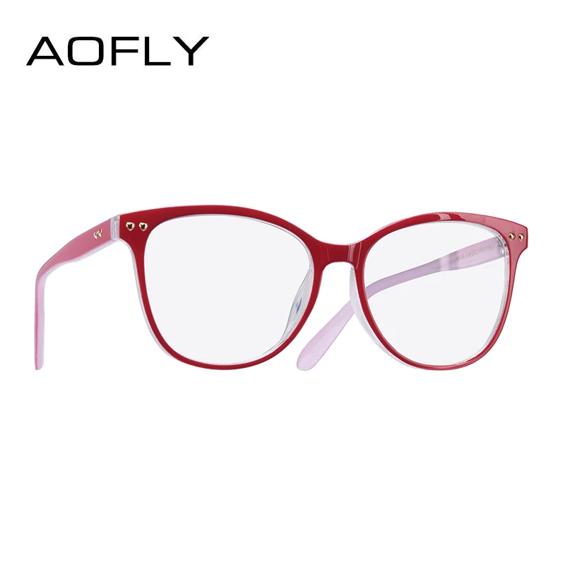 AOFLY фирменный дизайн, женские простые очки, модная оправа для очков, классические очки, винтажные очки для чтения, оптические прозрачные линзы AF9205 - Цвет оправы: C5Red