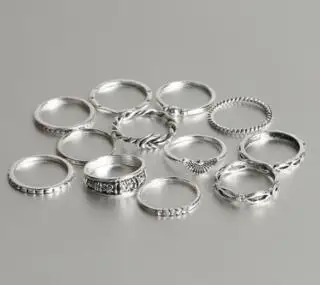 12 шт./компл. подвеска золотистого цвета Midi палец кольцо набор для женщин Винтаж на