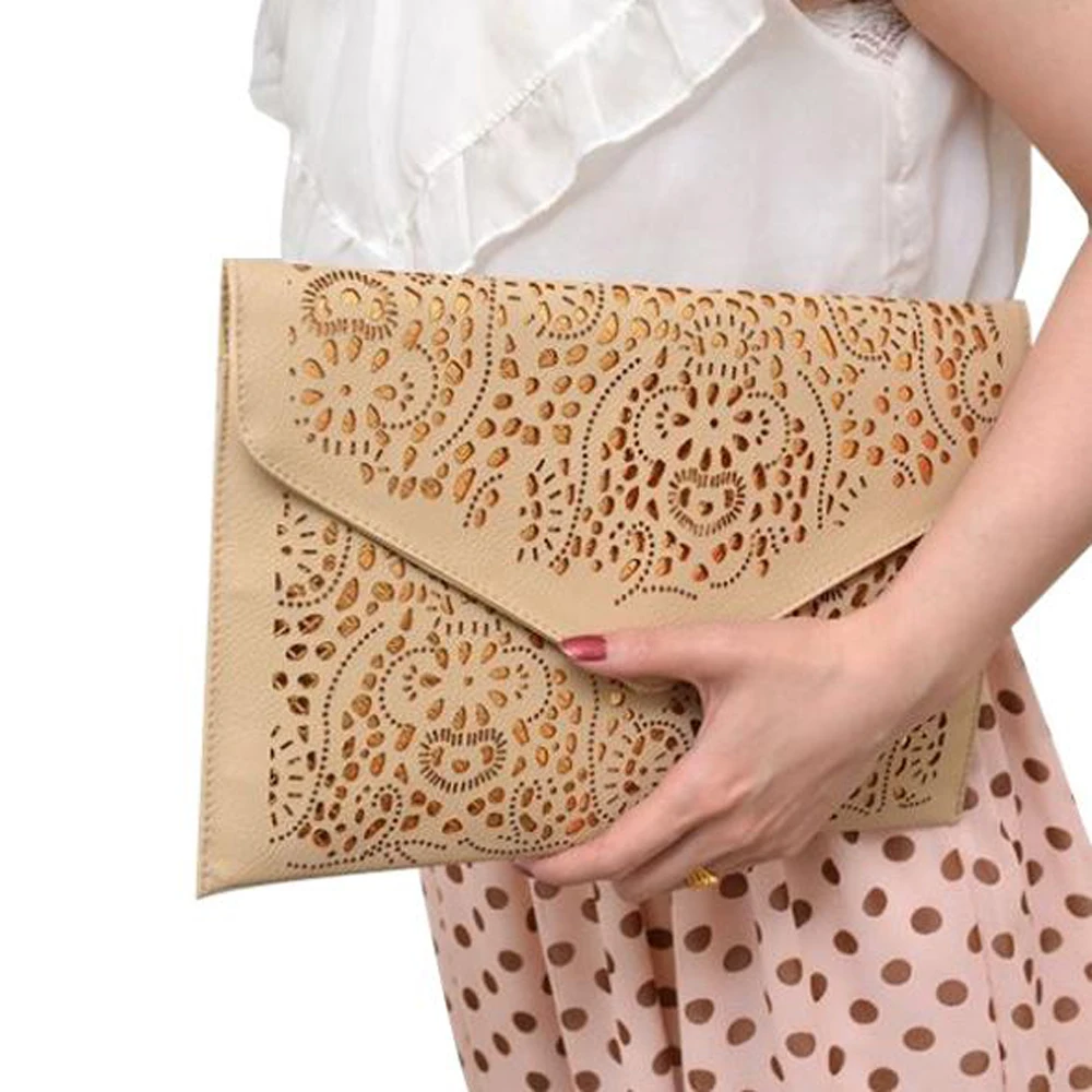 Дамы конверт Золотой выдалбливают бабушка Chic плеча Crossbody леди цепи хаки красный