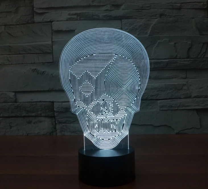 [Seven Neon] Бесплатная доставка модная Акриловая Маска 7 цветов настольная лампа 3D