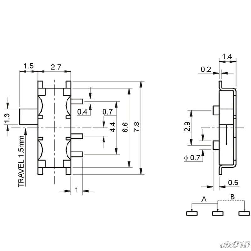 50 шт. мини 7 Pin ВКЛ/ВЫКЛ 1P2T SPDT MSK 12C02 SMD тумблер скользящий переключатель для MP3 MP4 S08