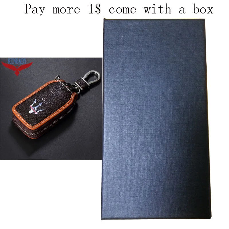Coffe brown with box KUNBABY чехол для ключей от машины из натуральной коровьей кожи, чехол для ключей от машины, новая мода, автомобильные аксессуары для Maserati 01 - Название цвета: Coffe brown with box