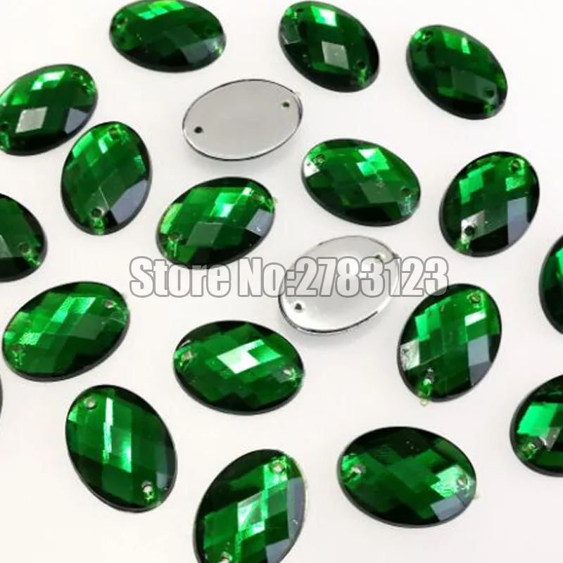 Dark green Овальная форма Высокое качество акрил пришить стразы с двумя отверстиями, diy/аксессуары для одежды SWYT124 - Цвет: Dark green
