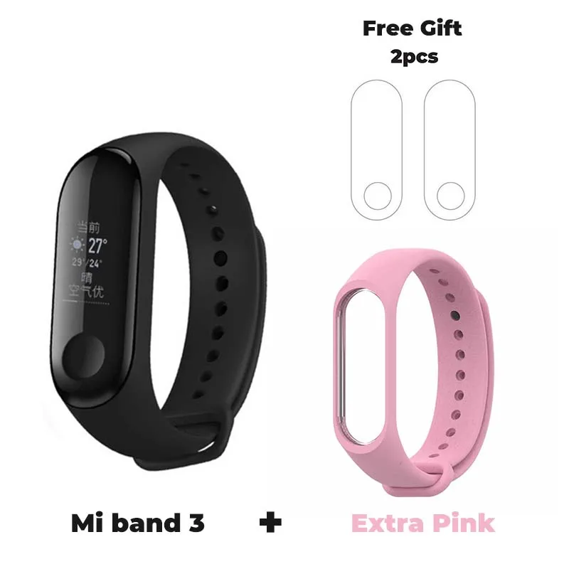 Mi band 3 add Pink Новинка, Xiaomi mi смарт-браслет 3, 0,78 дюймов, OLED, мгновенное сообщение, Идентификатор вызывающего абонента, погода, Forecate mi Band 3 - Цвет: Mi band 3 add Pink