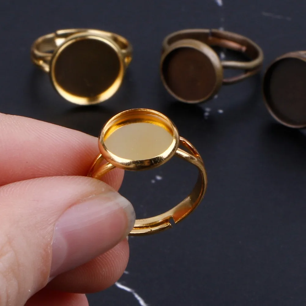 10 шт. DIY заготовки для колец с рамкой пригодный 12 мм Стекло Кабошон изготовления