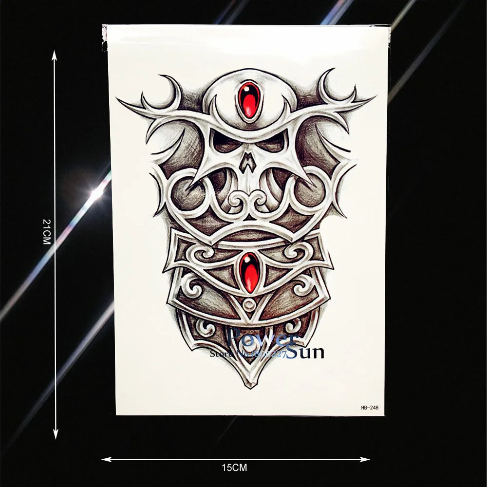 Эскиз геометрии красный череп временная татуировка стикер Тело Шея искусство