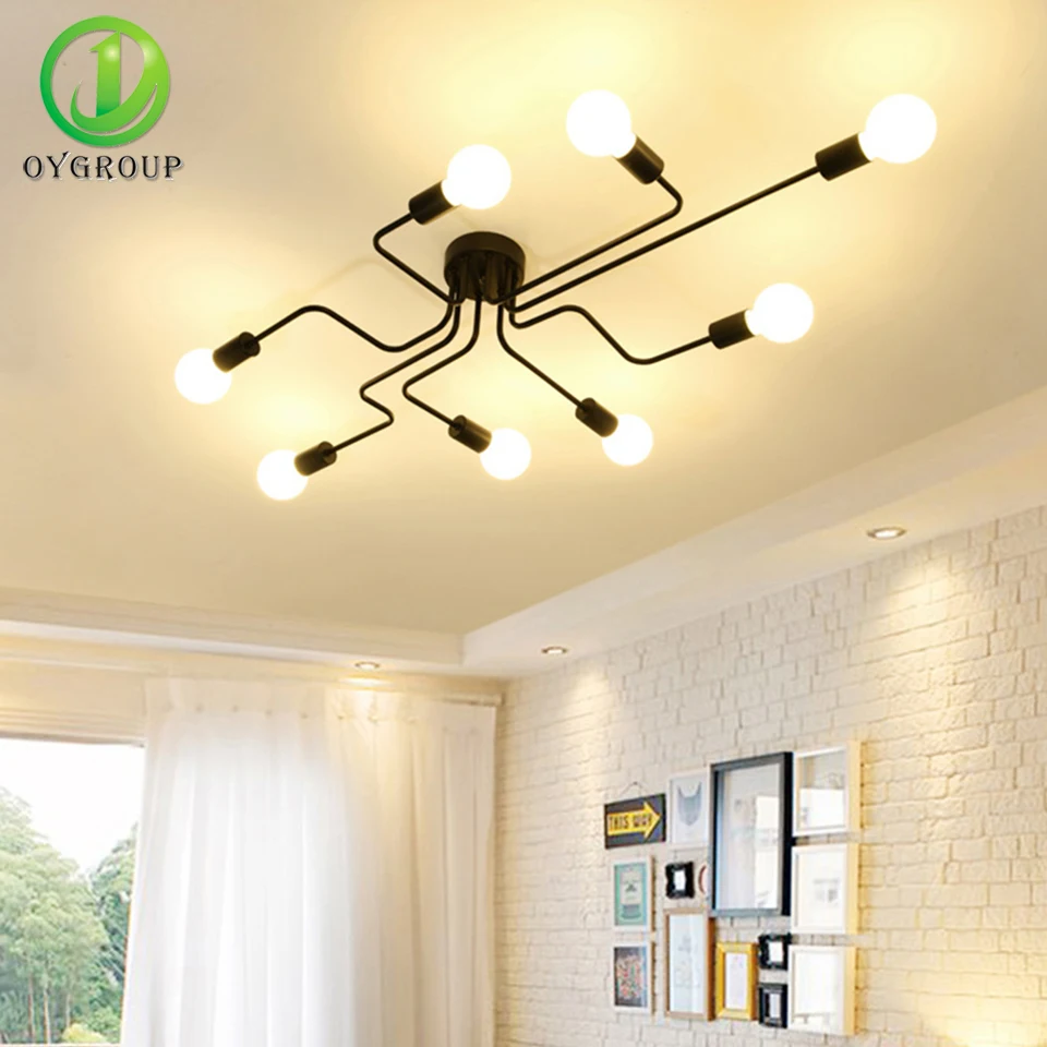 Винтажные потолочные светильники из кованого железа 4/6/8 насадок для декора кафе