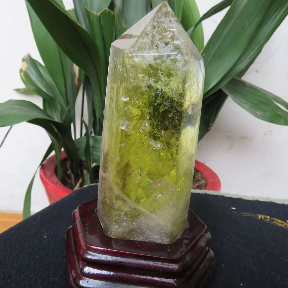 671 г AAA натуральный кристалл цитрина Одиночная Концевая палочка Радуга рейки заживление украшение дома камень Фен-шуй