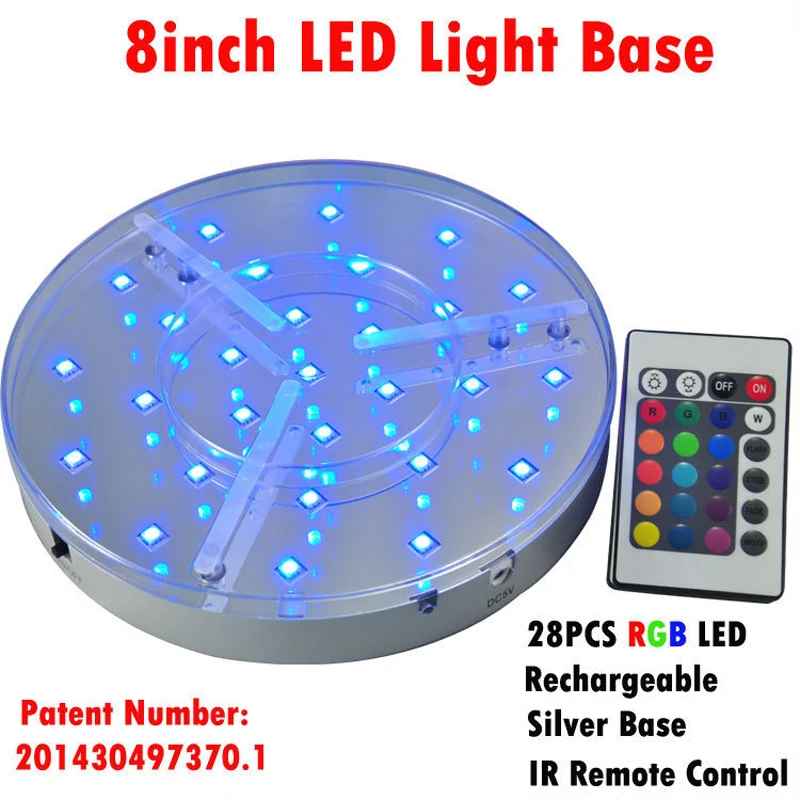 

Hot 10pieces/lot 8inch LED Wedding Centerpiece Light with Remote Control for light up glass hookah shisha lamps 16 colors
