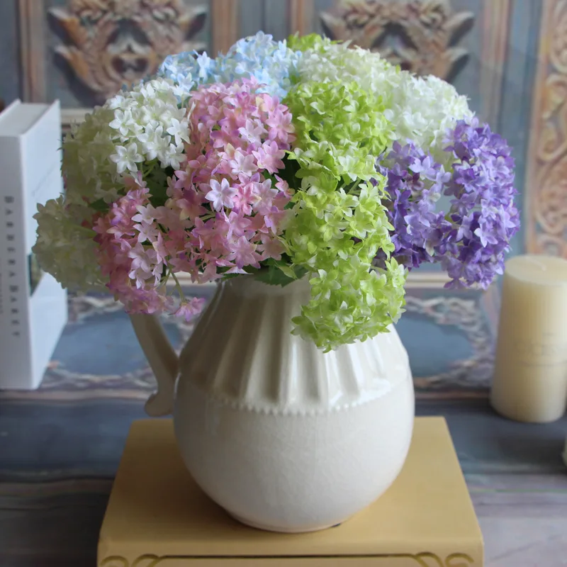 

3pcs Silk flower wedding bouquet Hydrangea dahlias Artificial flowers vivid fake leaf wedding flower bridal bouquets decoration