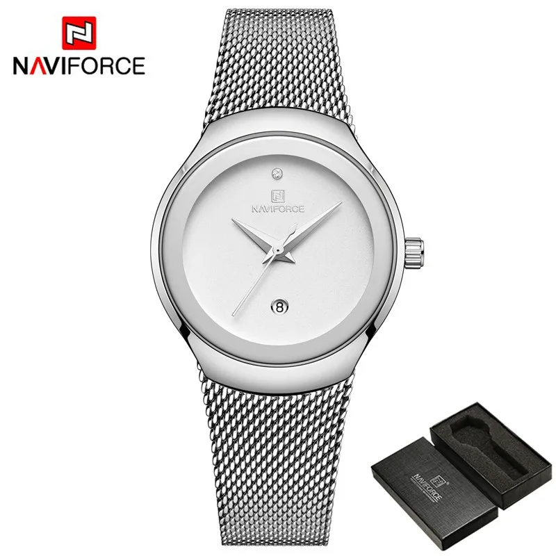 NA500404 with box NAVIFORCE 5004 женские часы Лидирующий бренд Роскошные браслет из нержавеющей стали женские часы Relogio Feminino Модные женские наручные часы - Цвет: NA500404 with box