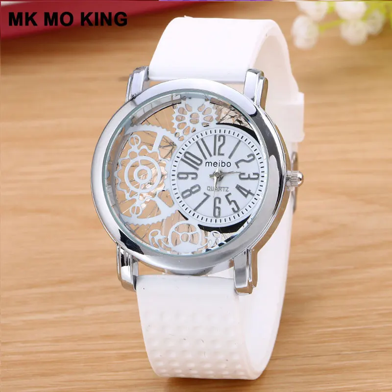 Женские Прозрачные Цифровые часы с вырезами модные силиконовые в горошек