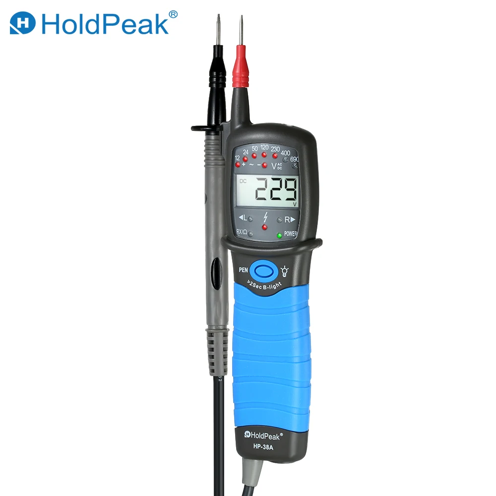 HoldPeak HP-38A Тестер Напряжения Ручка Бесконтактный вольт профессиональный светодиодный светильник цифровой ЖК-дисплей Напряжение низкая батарея индикация VS HP-38B