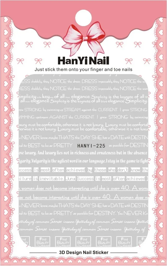 HANYI225 Цветочный буквенный тип! 1 лист лак для ногтей задний клей деколь декорации дизайн ногтей стикер для ногтей Советы красоты - Цвет: HANYI225