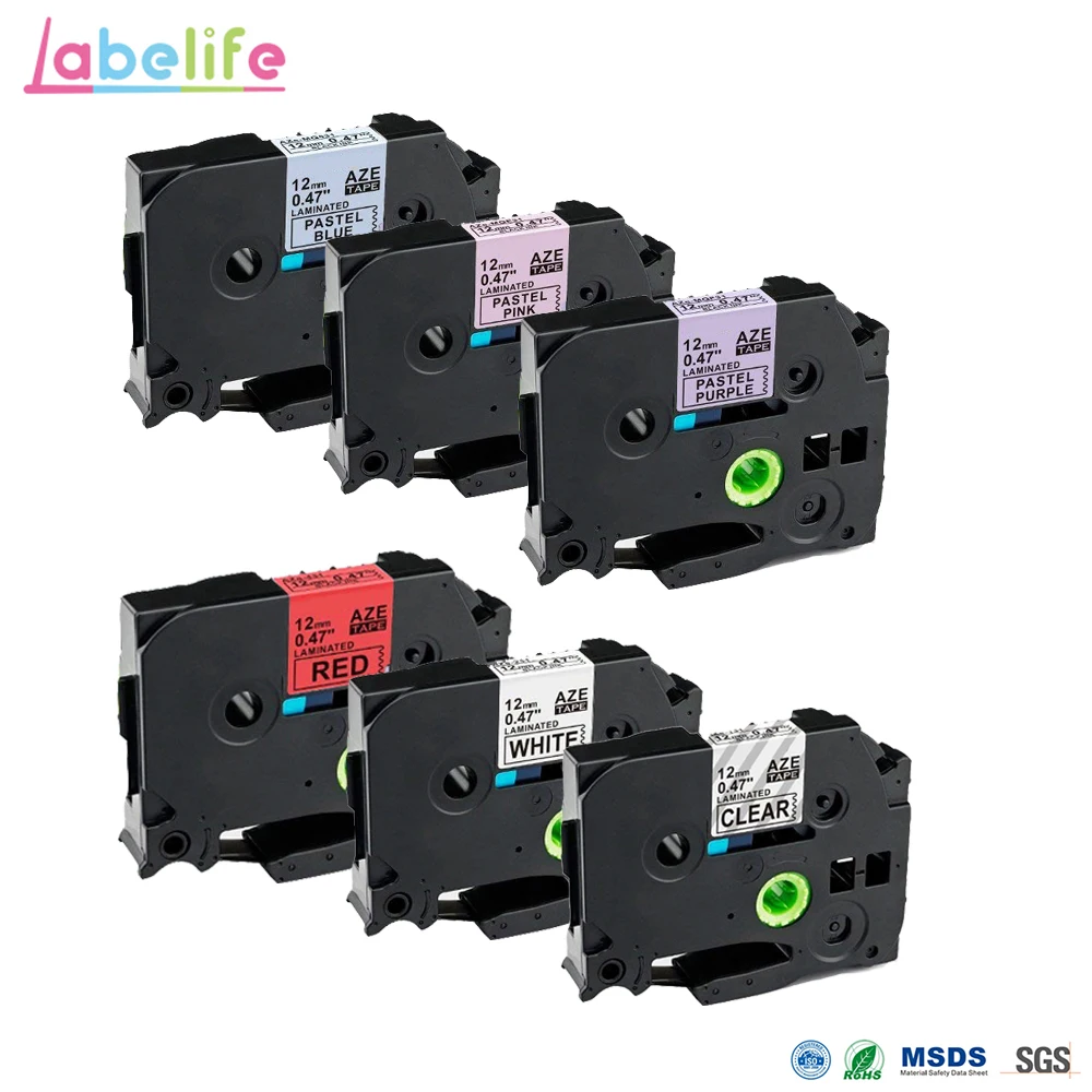 Labelife 6 шт многоцветный 12 мм ленточный TZe 131TZe 231 431 MQF31 MQ531 MQE31 совместимый с P touch