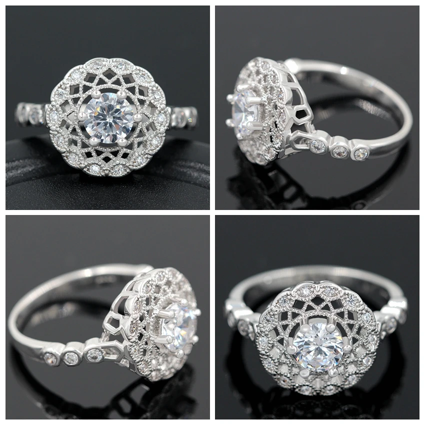 Скидка 5% uloveido серебро Цветные кольца для Для женщин Обручение кольцо большой