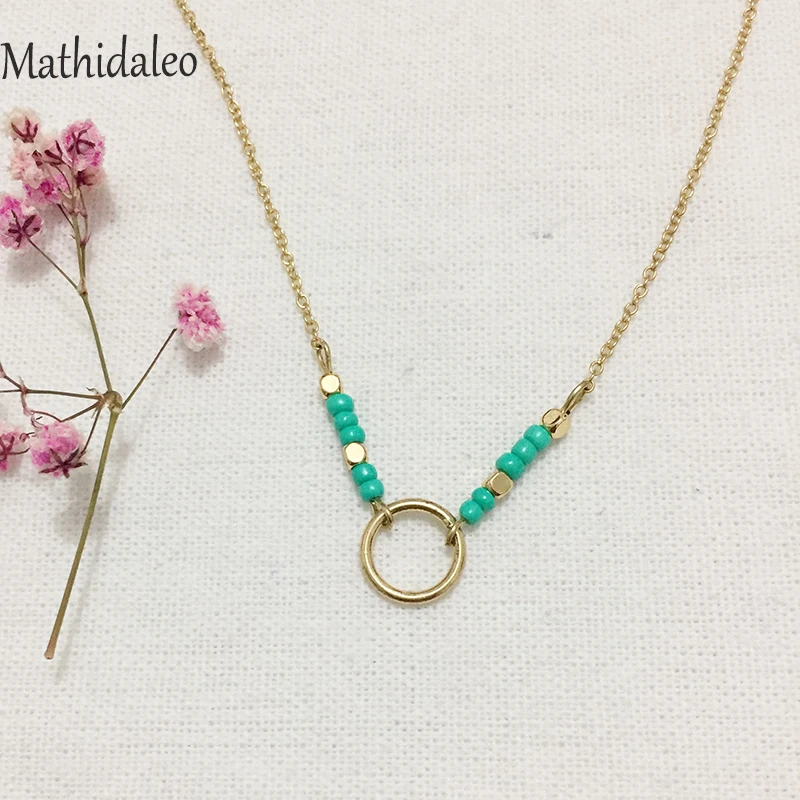 Женское Ожерелье из бисера с цепочкой до ключиц золотистого цвета|women jewelery|seed bead