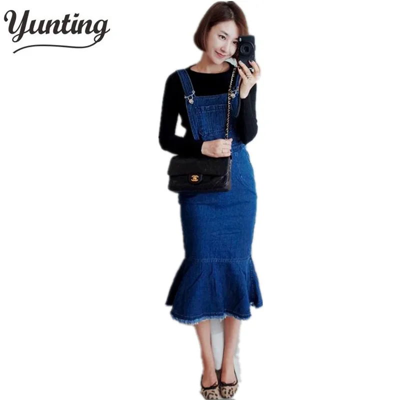 Женское джинсовое платье на тонких бретельках повседневное винтажное