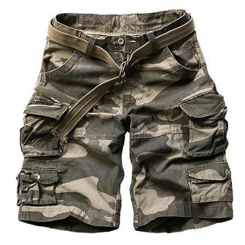 Шорты карго мужские камуфляжные в стиле милитари хлопок повседневные модные