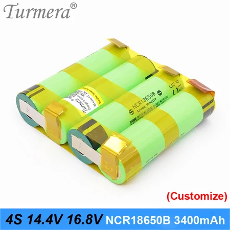 4S-16.8V-NCR18650B 18650 аккумулятор 3400 мАч ncr18650b 12,6 в 16,8 в 21 в аккумулятор для отвертки сварные полоски для пайки Настройка аккумулятора Turmera - Цвет: 4S-16.8V-NCR18650B