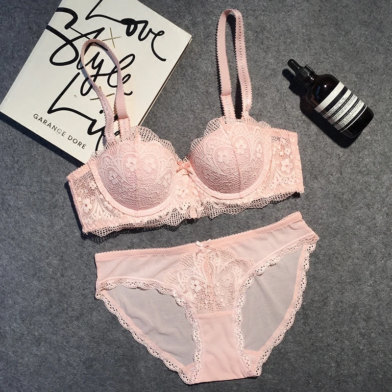 Комплект женского кружевного нижнего белья с чашкой пуш ап 3/4|bra and panty|bra panty setred bra |