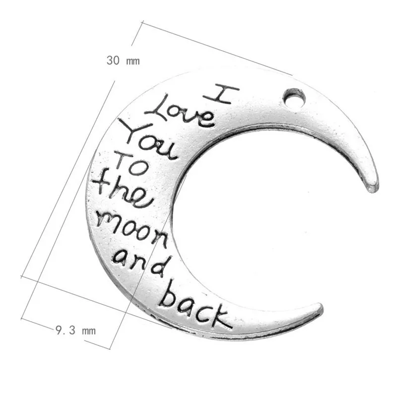 Moon Charms античное серебро I Love You To The And Back Charm подвеска 30*9 3 мм 200 шт CHF012 | Украшения и