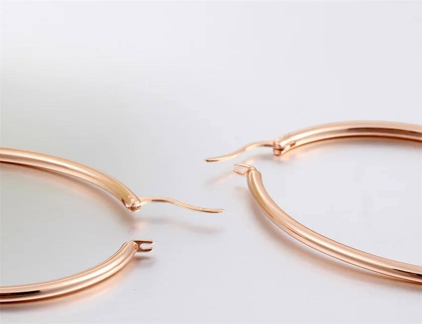 Розовый и белый золотой цвет массивные большие Овальный Круглый Серьги кольца