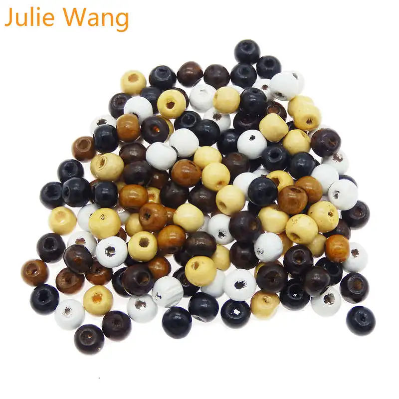 Julie Wang 300 шт деревянные бусины смешанные цвета Круглые для ожерелье с подвесками