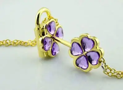 GOLD Light purple 22 цвета Аниме Shugo Чара Хинамори Аму Косплей ключ и замок ожерелье кулон набор дети девочки Коллекция подарков на день рождения ожерелье s - Окраска металла: GOLD Light purple