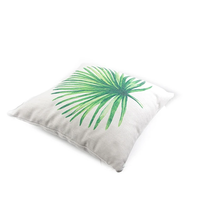 Подушка летняя с цифровым принтом наволочка зелеными растениями тропическими