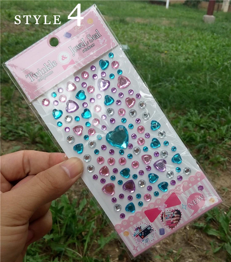 8 5*18 см грушевое Сердце Смешанные цвета акриловые Стразы 3D наклейки для